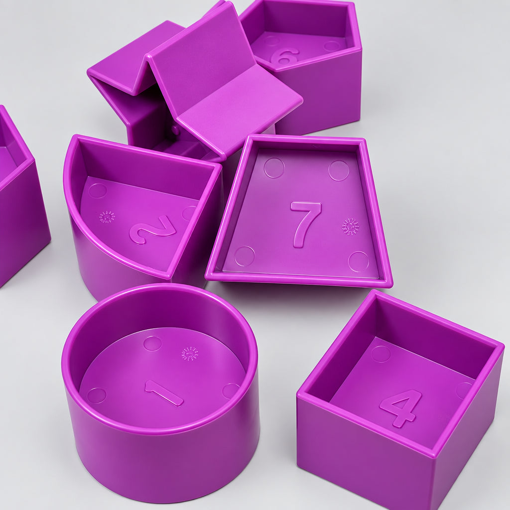 Tupperware Shape O Toy Ball Pink Blue Sorter with 10 Numbered Purple Shapes