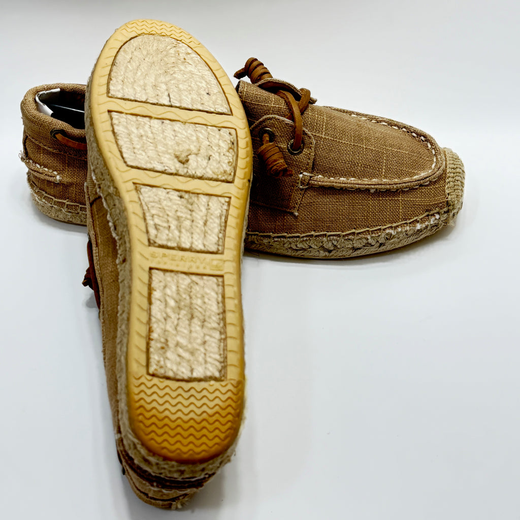Sperry Top-Sider Women Tan Fabric Espadrille Boat Shoes Loafers Tan Beige
