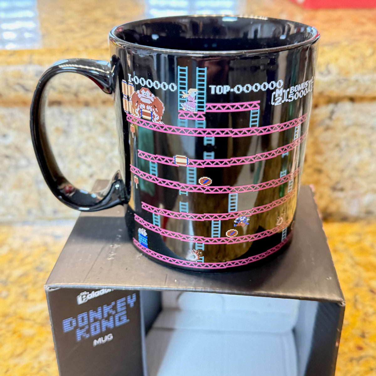 Paladone Donkey Kong Mug Black Ceramic Nintendo Retro Gaming Collectible