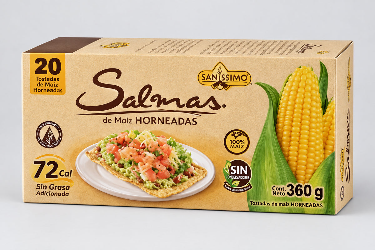 Sanissimo Salmas Oven Baked Corn Crackers 20 Packs 360g Gluten Free Non-GMO